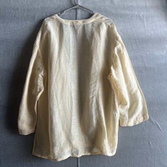 Valerie Stevens II 20W Linen Silk Blend Layering Jacket Canary Yellow Cardigan - Picture 2 of 6